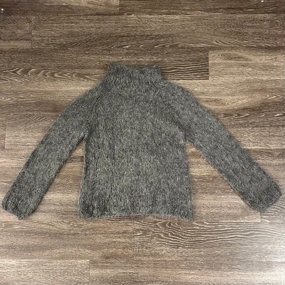 Gudrun & Gudrun Suri Alpaca Wool Grey Fuzzy Turtleneck Sweater L Made in Peru - Picture 7 of 12